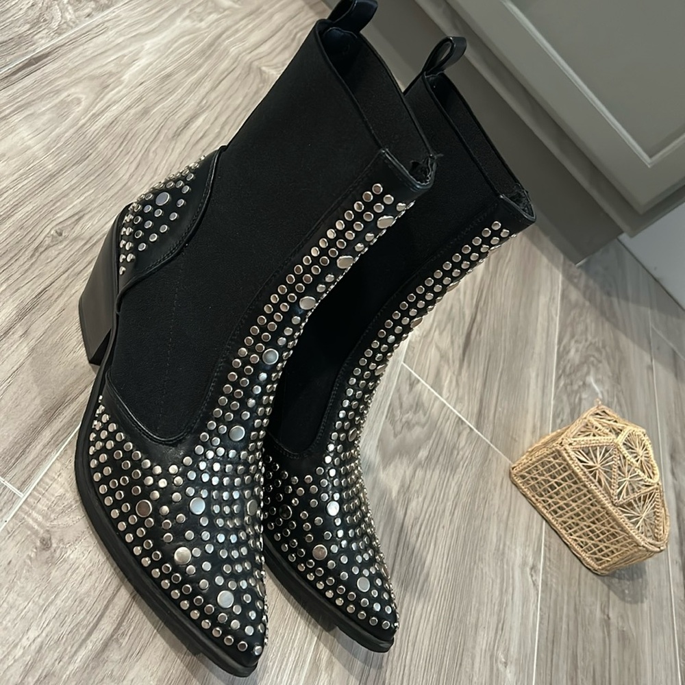 - SERGIO TODZI PARIS EXOTIC BLACK STUDDED BOOTS